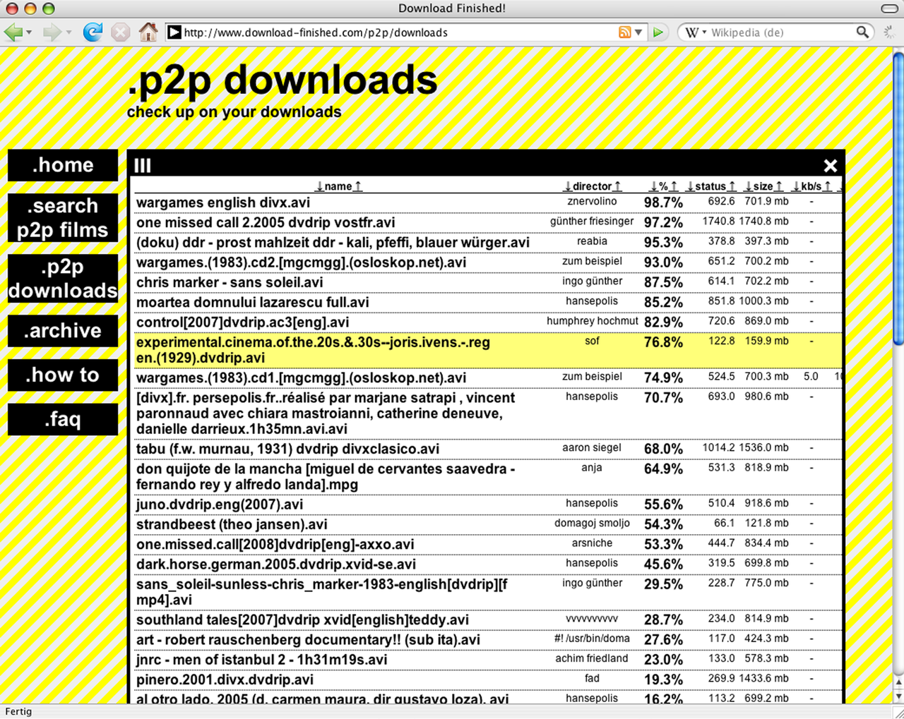 !Mediengruppe Bitnik - Screenshot of Download Finished Software