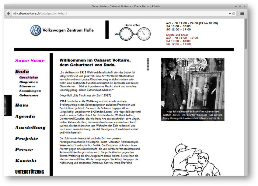 Same Same - Screenshot Cabaret Voltaire Website