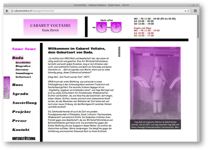 Same Same - Screenshot Cabaret Voltaire Website